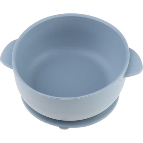 69HE Solid Colour Baby Silicone Plate Bowl Toddler Feeding Double Handle Bowl Dishes