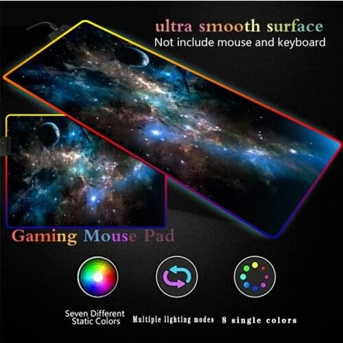 Universe Space Gaming Large RGB Mouse Pad Gamer Computer Mousepad RGB Backlit Mause Pad Desk Keyboard LED Mice Mat Multiple Size