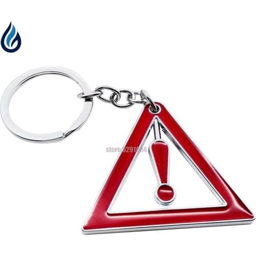 Warning logo metal keychain keyrings key rings chain for volvo v70 xc90 seat ibiza honda fit chevrolet lacetti dodge Car Styling