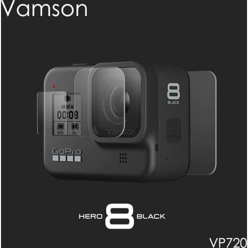 Vamson for Gopro Hero 8 Black Tempered Glass Screen Protector Action Camera Lens Screen Film 9Pcs for Go pro 8 Camera VP720