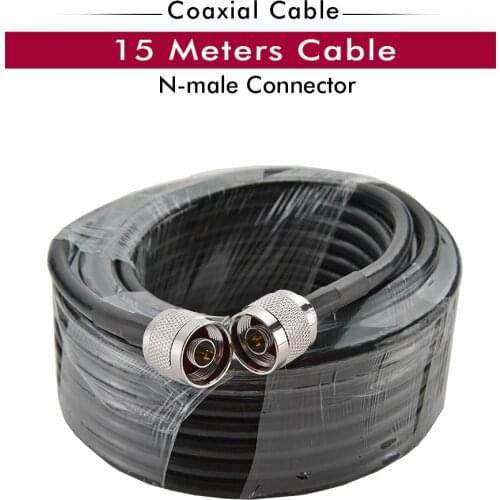 15 Meters Black RG6 Coaxial Cable N Male to N Male Connector Low Loss Coaxial Cable for Antenna and Cell Phone Signal Repeater