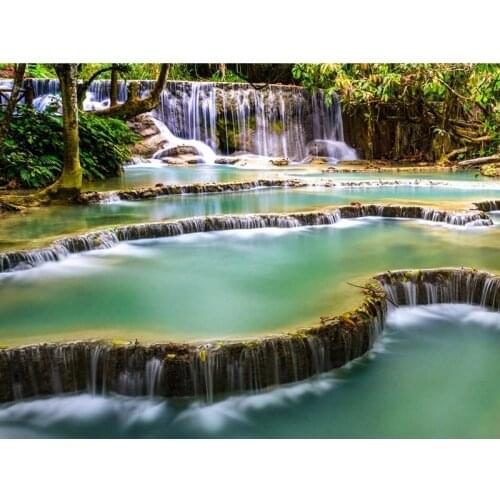 CraftArtGo 5D DIY Diamond Embroidery waterfall Full Square Round Rhinestone Mosaic Painting Cross Stitch Flowers Diamond Kit