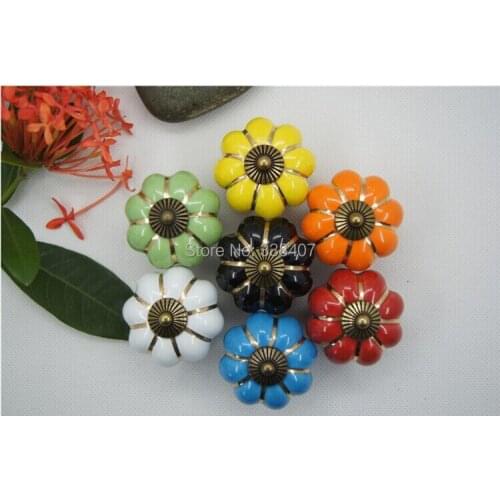 Kid Room Drawer Ceramic Knobs Cartoon Pumpkin Cabinet Handles & Knobs