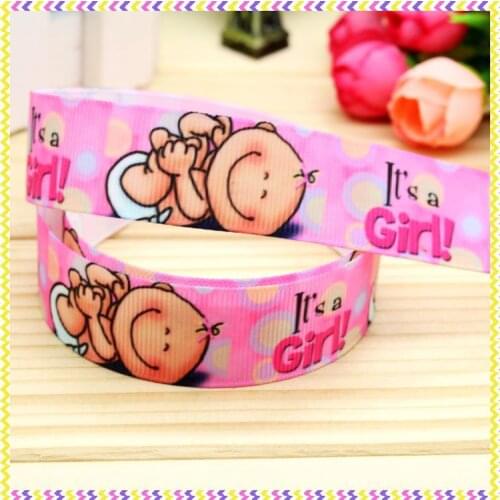 DHK 7/8'' 5yards it is a girl printed grosgrain ribbon headwear hair bow diy party decoration OEM Wholesale 22mm E971