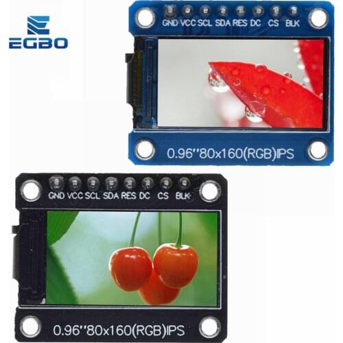EGBO TFT Display 0.96 inch IPS 8P SPI HD 65K Full Color LCD Module ST7735 Drive IC 80*160 (Not OLED) For Arduino black