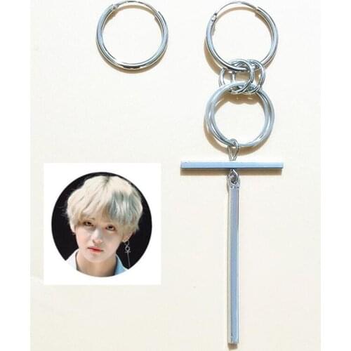 2018 ZA V Earrings DNA Korean Earrings Long Men Bangtan Boys V DNA Stud Earring For Women Men Album Accessories Kpop