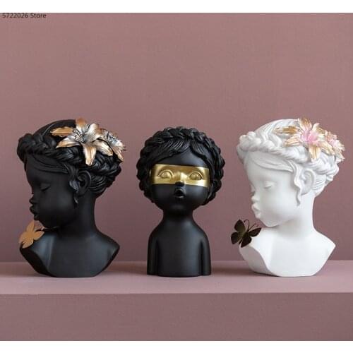 Creative resin portrait sculpture crafts cute butterfly girl figurine decoration decoration living room porch home accessories