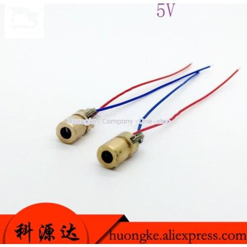 5pcs/lot 3V 5V laser head laser diode dotted red copper semiconductor laser tube 6MM outer diameter