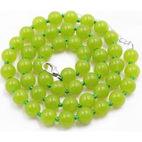 Statement Round Beads Necklace Natural Stone Olivine Peridot Jades Short Chain Necklaces Choker Crystal Strand Jewelry 18" A782