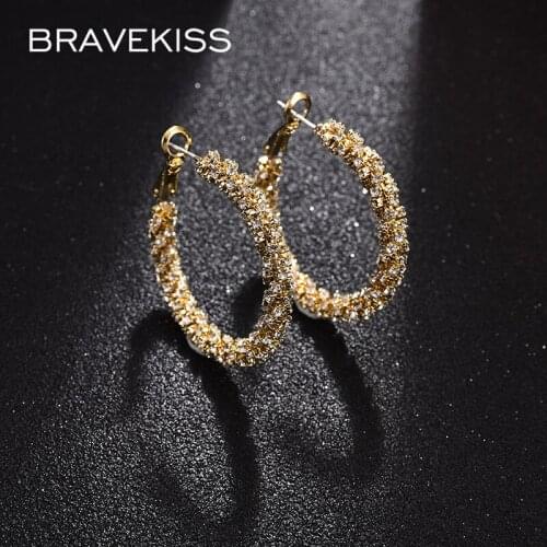 BRAVEKISS NEW Irregular Big Circle CZ Earrings Electroplating Gold for Women Fashion Earring Jewelry Dating Party Gift UE0739