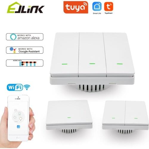 Tuya Smart Home Wifi Switch 90-250V App Voice Control Light Push Button Interruptores Works With Alexa Smart Switches