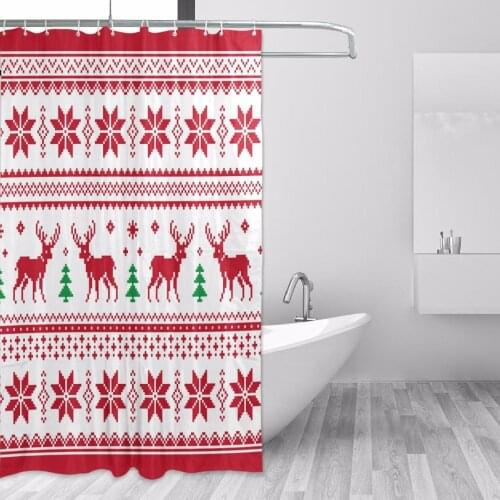 Personalized Christmas Stripe Pattern Shower Curtain Pattern Customized Shower Curtain Bathroom Fabric For Bathroom Decor
