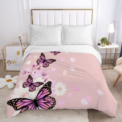 Butterfly Duvet cover Quilt/Blanket/Comfortable Case Double King Bedding 140x200 240x220 200x200 for Home Pink