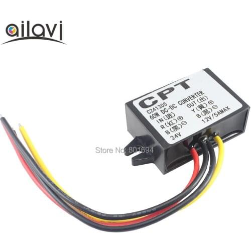 CPT DC 24V to 12V Car Power Converter Step-down Voltage Transformer Automotive Audio Modified 60W 5A Waterproof Module