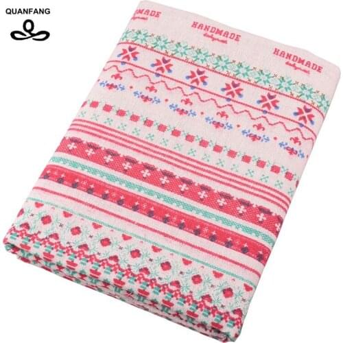 QUANFANG Bohemia series ,Printed Cotton Linen Fabric For Patchwork Quilting,Sewing, DIY, Sofa, Table Cloth Furniture Half meter