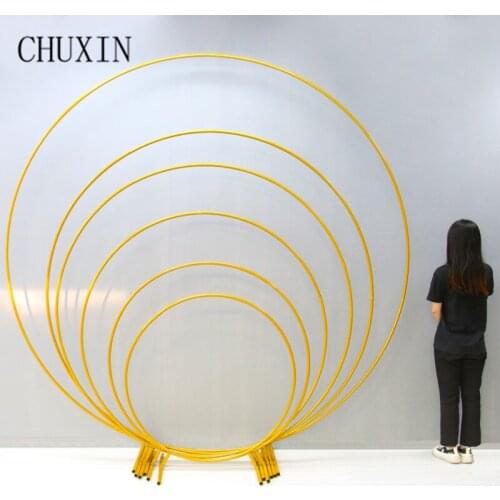 Wedding Arch Round Wrought Iron Background Frame Decorative Props Wedding Stage Party With LED Light Single Pole Flower Shelfs