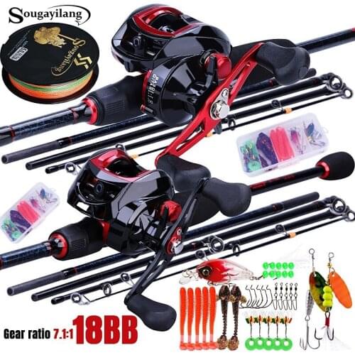 Sougayilang 1.8-2.4m Telescopic Casting Fishing Combo Portable Ultralight Rod and 7.1:1 Gear Ratio Fishing Reel Fishing Tackle