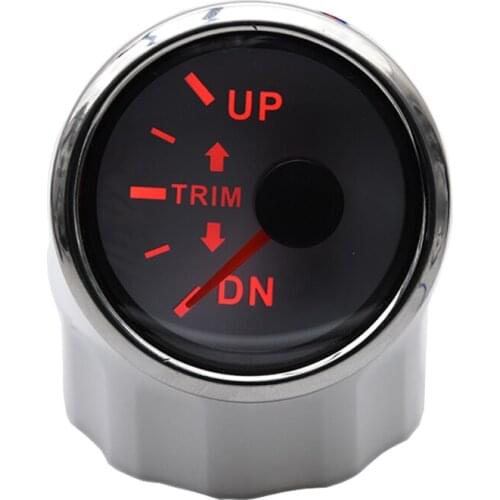 52mm 2'' Marine Boat Outboard Engine Trim Tilt Gauge UP-DN Trim Gauge Meter 0-190ohm Left Side With Red Backlight 12V/24V