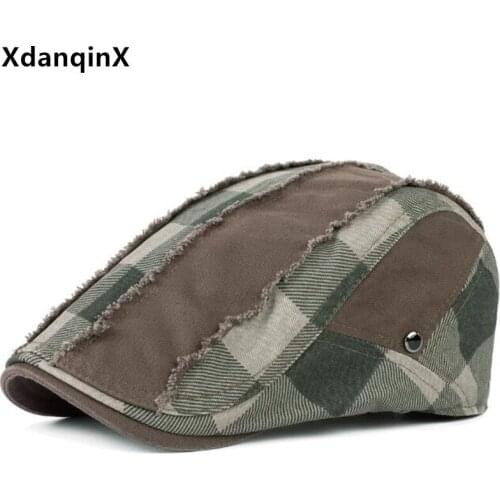 XdanqinX Novelty 100% Cotton Berets For Men And Women Old Burrs Retro Personality Trend Tongue Cap Fixed Stitching Couple Hats