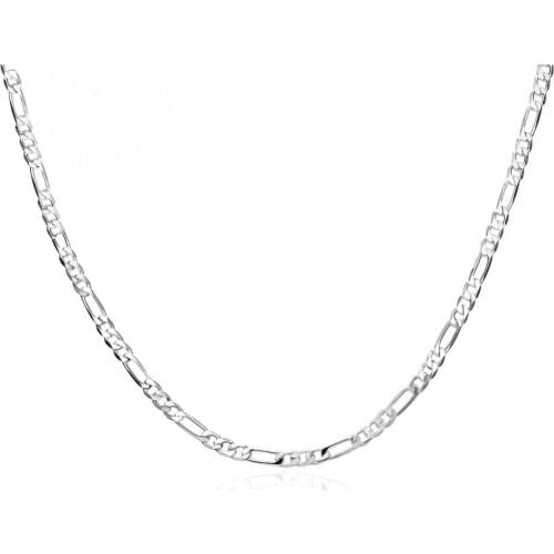 XP Jewelry --( 50 60 cm x 2.5 mm ) 24 inch Figaro 3:1 Small Chain Necklaces for Women Men White Gold Color Fashion Jewelry
