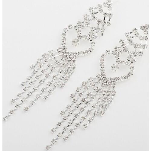 YFJEWE New Vintage Jewelry crystal rhinestone Earrings Long Silver color Earrings for Women Gifts E506
