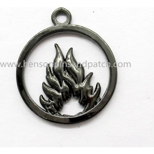 Custom black nickel mtal fire charm