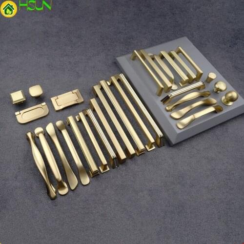 Gold Handles for Furniture Cabinet Kitchen Handles Cupboard Knobs Aluminum Dresser Drawer Pulls Hardware