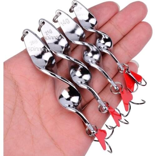 1PCS 10g 14g 21g 28g Rotating Metal Spinner Spoon Fishing Lure Hard Baits For Trout Pike Pesca Peche Treble Hook Tackle