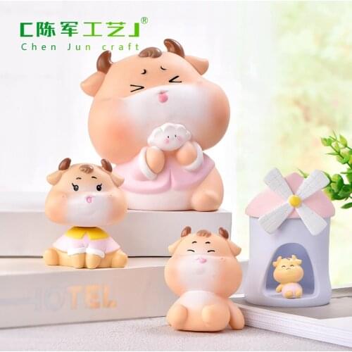 1pc Cute Couple Cartoon Bull Cow Animal Doll Toy Model Statue Figurine Ornament Miniatures Home DIY gift for kids