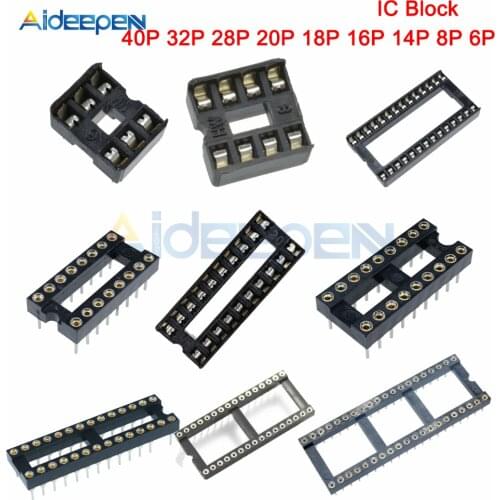 10Pcs 40P 32P 28P 20P 18P 16P 14P 8P 6P IC Block Holder DIP8 DIP14 DIP16 DIP-8 DIP-40 DIP-32 DIP-28 IC Socket Adapter Connector