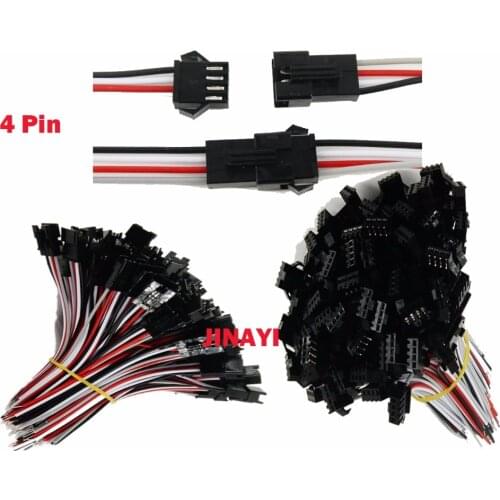 100 Pairs 2 pin 3 Pin 4 Pin SM JST LED Connecting Wire Male Female Plug Connector Terminals Cable SMP 24AWG 10cm