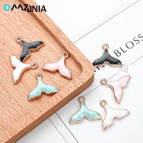 20pcs Alloy Ocean Animal Enamel Charm Whale Tail Handmade Craft Pendant Making For Jewelry Necklace Diy Accessories Wholesale