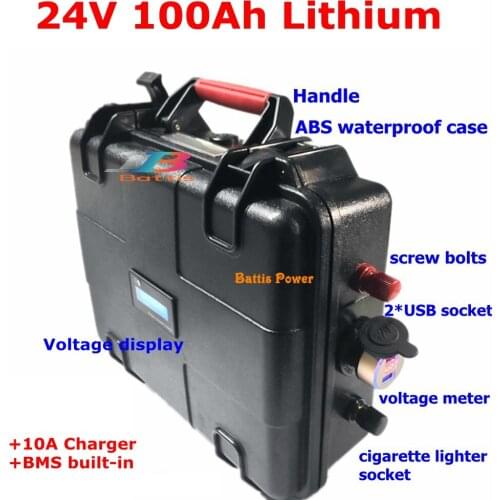 24V 120Ah lithium li ion battery pack with USB for outdoor power supply caravan RV motorhome backup power UPS+10A charger
