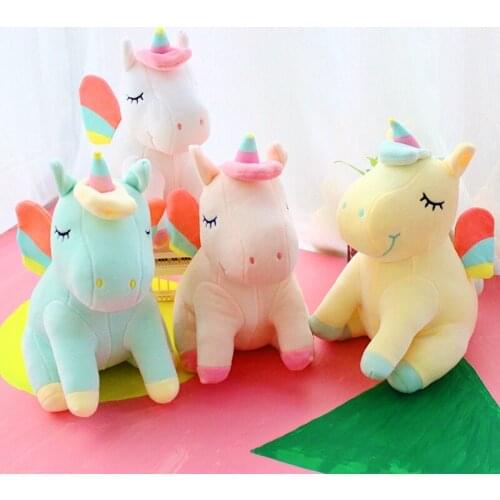 25cm Cute Rainbow wings Soft Style Unicorn pegasus Toy Plush Toys Animals Horse Children Toys pacify Baby Dolls Birthday Gifts