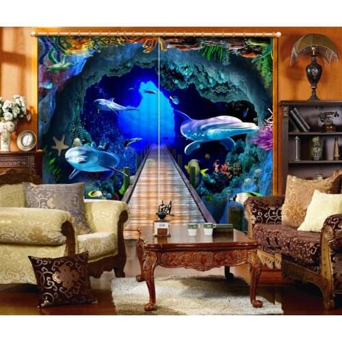 3D Curtains Underwater World Dolphins decor window room dividers curtains customize 3d curtains