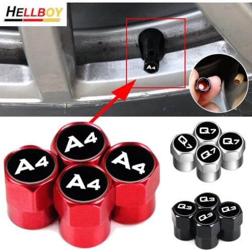 4pcs Car Wheel Tires Air Valve Stem Caps Cover For AUDI A3 8P 8V A4 B8 B7 B6 A6 C6 Q3 F3 Q7 4L TT AUTO Accessories