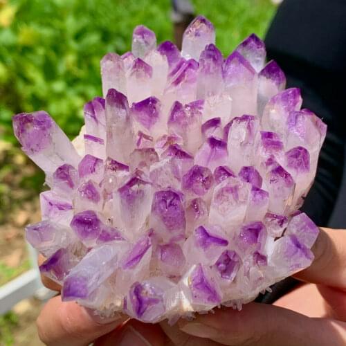 400-500g Rare Beautiful Purple Ghost phantom Quartz Crystal Cluster Specimen