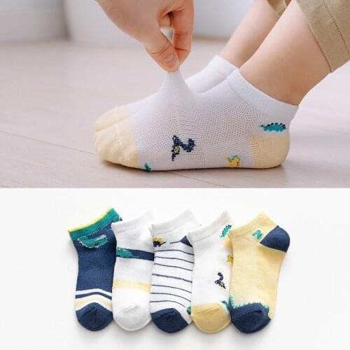 5Pairs/lot Summer Spring New Baby Socks Cotton Animal Socks Dinosaur Cute Cool Thin Kids Socks Mesh Colorful Children Socks