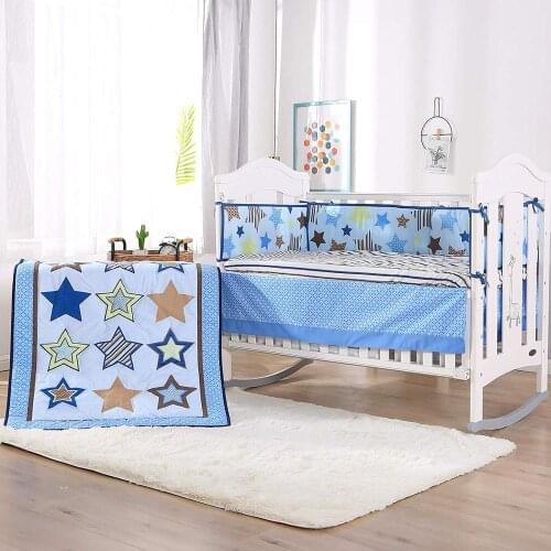 7pcs embroidered Cot Crib Bedding Set for girls boys Bumpers Baby Room kit de berço (4bumper+duvet+bed cover+bed skirt)