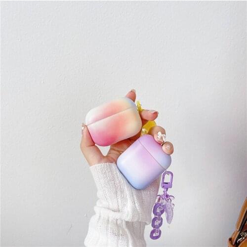Gradient Candy Color Earphone Case for AirPods Pro Wireless Headphone Capa for Air Pods 2 Soft Silicone Cover with Bear Ornament