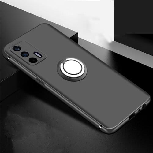 Black Matte Soft TPU Ring Case For Realme GT 5G Neo Flash Q3 Pro Q3I C21 8 Pro V11 V12 V15 C21 Q2 C25 C12 Narzo 30A 20