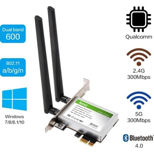 Dual band 600Mbps Wireless WiFi PCI-E Adapter Desktop Network WLan WiFi Bluetooth BT 4.0 Compatible Slot PCI-E X1/X4/X8/X FV8303