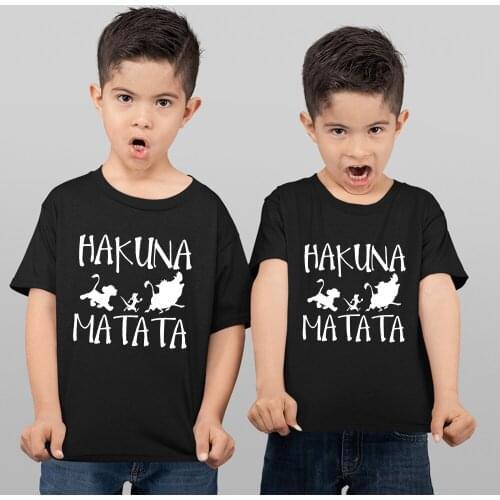 HAKUNA MATATA Kawaii Cartoon T Shirt Kids Harajuku T-shirt Timon Pumbaa Simba Graphic The Lion King Tshirt Children Top Tee