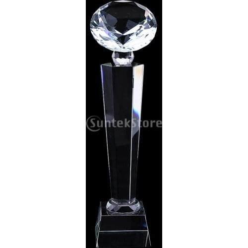 Crystal Quartz 29cm Diamond Tops Trophy Award for Soprts Competition Winner