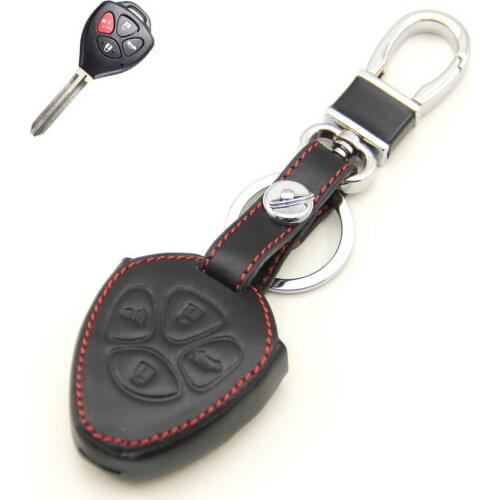 Leather Case Cover Holder Fit For Toyota Corolla RAV4 4Runner Remote Key 4 Buttons HYQ12BBY GQ4-29T MOZB41TG 12BCM-01