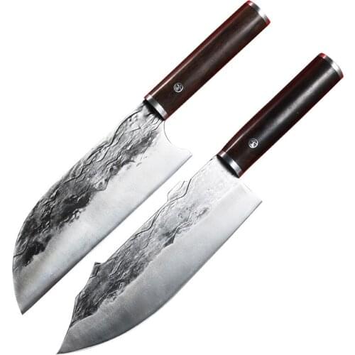 Hand Forged Meat Cleaver kitchen knife Round Handle Vegetable Slicing Knife Stainless Steel Slaughter Knife Kitchen tool
