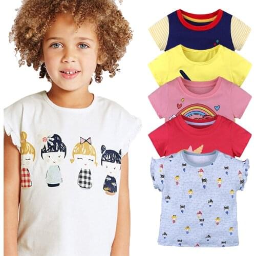 Yilaku Summer T-shirt For Girls Boys Toddle Baby Cartoon Print T-shirt Kids Unisex Short Sleeve Children Stripe Print Tops YY012