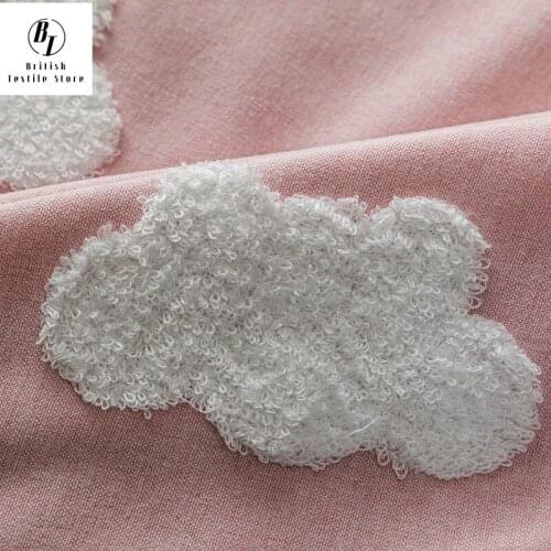 Cartoon Window Decoration For Kids Bedroom Cloud Embroidery Blackout Curtain Fabric For Baby Girls /Boys Room Custom