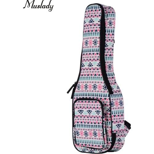 Muslady Concert Ukulele Gig Bag 23 Inch Stylish Padded Cotton Backpack Carrying Case with Flannelette Lining