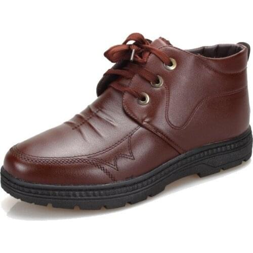 Ankle Boot for Men Winter Shoes Men Leather Boot Snow Boots Men Casual Winterboots Father New Non-slip Warm Waterproof Shoes